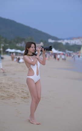 精选街拍作品 NO.0491 红石旅拍摄影作品 白色连体比基尼长腿女孩 part3_丽丝库