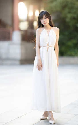 林星阑 – 内购无水印 白色连衣裙_丽丝库