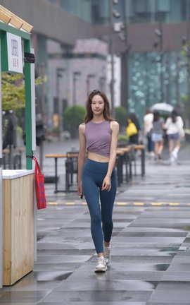 精选街拍作品 NO.1375 一只麋鹿摄影作品 蓝色瑜伽裤运动系高挑美女 part6_丽丝库