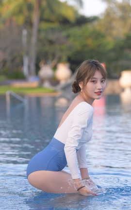 精选街拍作品 NO.0395 视觉冲击旅拍摄影作品 蓝色泳装女孩 part3_丽丝库