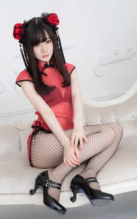 近卫丸子头 红 旗袍_丽丝库