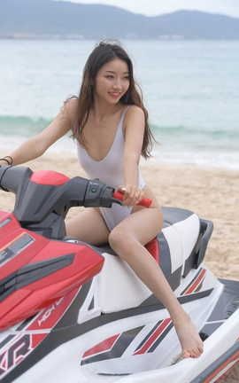 精选街拍作品 NO.0329 红石旅拍 萌萌白色连体比基尼 part6_丽丝库