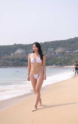 精选街拍作品 NO.0769 视觉冲击街拍作品 海边丰腴的白色比基尼美女 part4_丽丝库