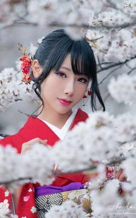 雨波_HaneAme - 21年1月月图赤紅和服（Original_red Kimono）