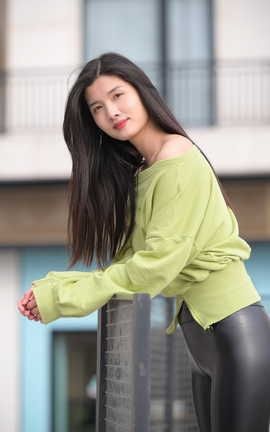 精选街拍作品 NO.0522 魂魂摄影作品 绿衣皮裤女孩 part5_丽丝库